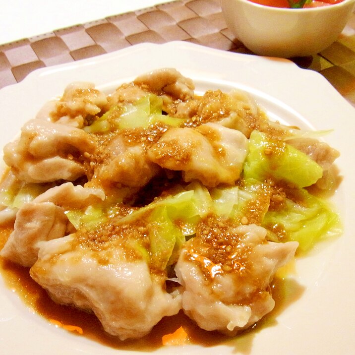 鶏肉ときゃべつのレンジ蒸し 中華ソース